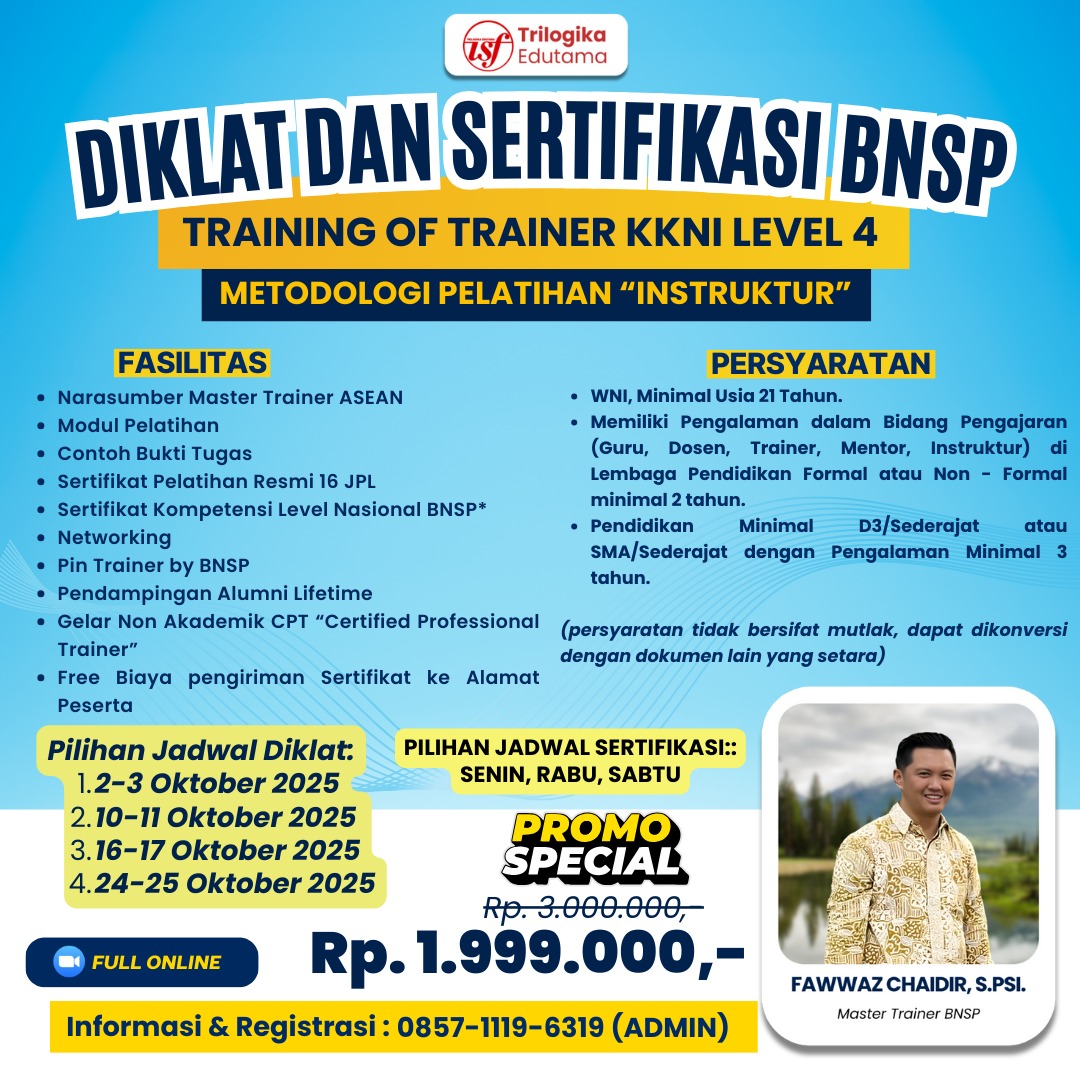 FULL PROMO DIKLAT DAN SERTIFIKASI TOT LEVEL 4 ONLINE!!!